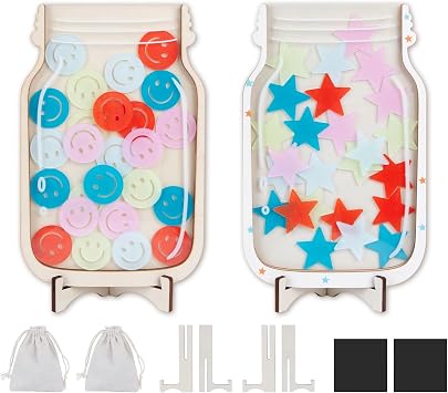 2 Pack Reward Jar magnetic,Star Reward Jar, Reward Incentive Jar with Smiley Face,Reward Jars for Children Motivate Good Behavior Reward Jar For Boys and Girls