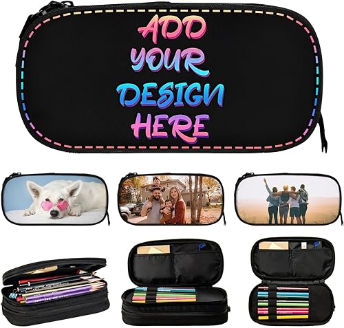 Estuche para lápices personalizado, diseño personalizado, tu propia foto, logotipo, nombre, bolsa para bolígrafos, caja de lápices con cremallera de