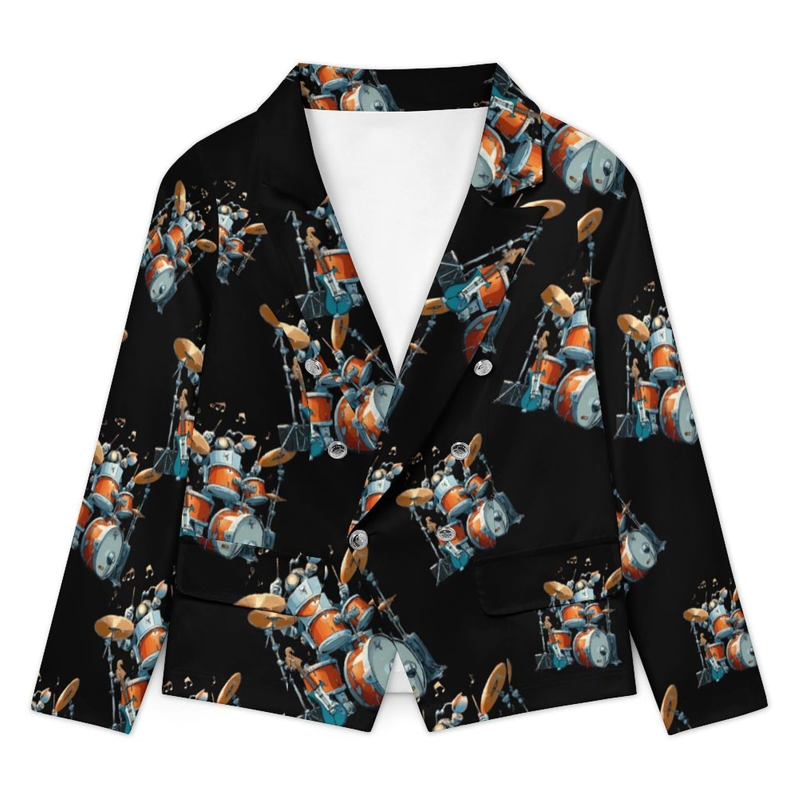 Drum Kit Playing Rock and Roll Giacche da donna con risvolto giacca elegante cappotto per abbigliamento formale casual