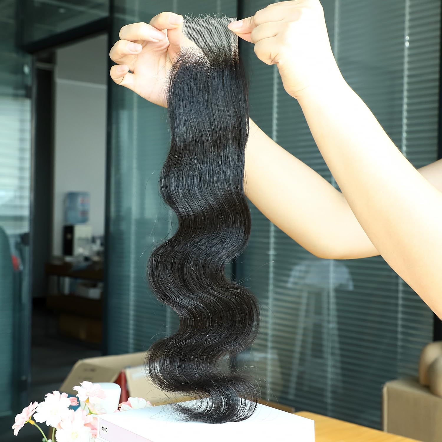 SOMIARIK 2x6 HD Lace Closure, 18 Inch Body Wave Pre Plucked Human Hair Closure Single Knot Invisible Film Lace Closure