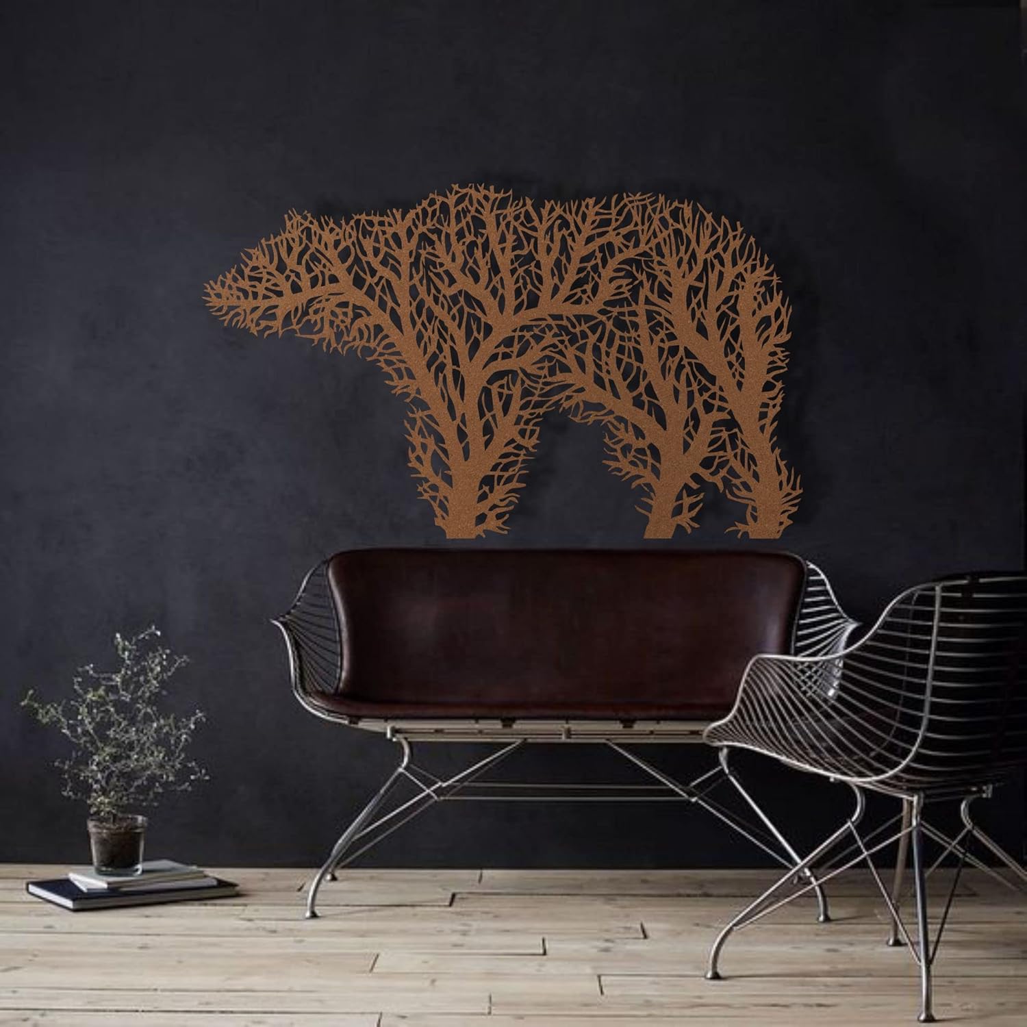 DEKADRON Metal Wall Decor, Tree Bear,Home Decoration, Wall Sign, Metal Wall Art, Indoor Outdoor Decoration (Black, 46" W x 28" H / 118x70cm, Tree Bear)