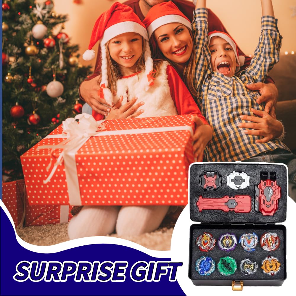 Blade Burst Set, 12 in 1 Bay Burst Set, Blade Metal Fusion con 12 Gyros Burst, 3 Lanzadores, 1 Mango y Caja de Almacenaje, Peonzas Burst Batalla para Navidad Cumpleaños Regalo