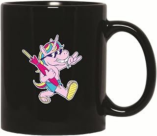 Gift Idea Unicorn Beach Cartoon for Kids and Adults Who Love Unicorns and the Beach 11oz 15oz Black Coffee Mug