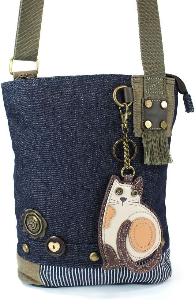 Patch Cross-body Messenger Bag (Denim Blue- Cat)