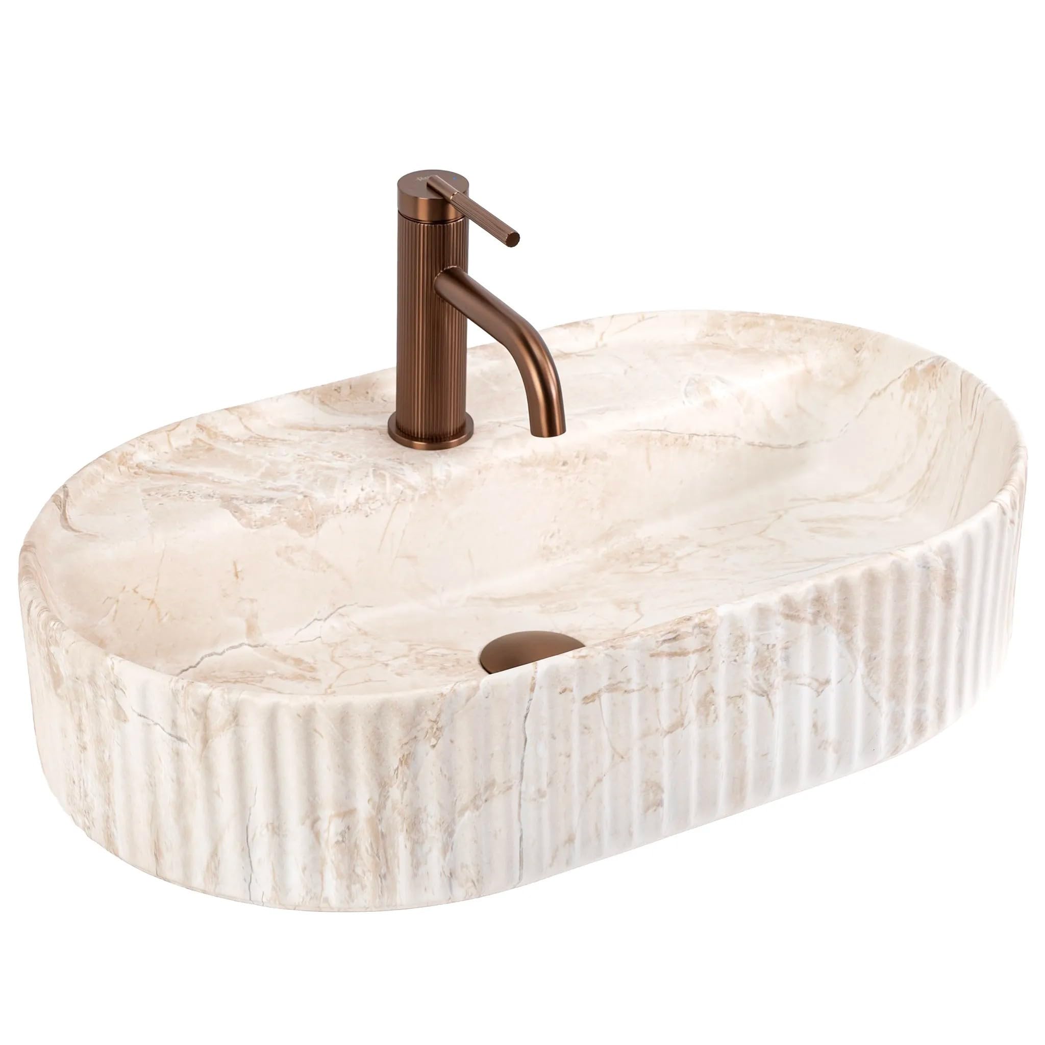 Rea - Lavabo da appoggio Marcela 60 Saturn Ovale - Ceramiche Sanitarie - Beige - 60 x 37 x 13,5 cm