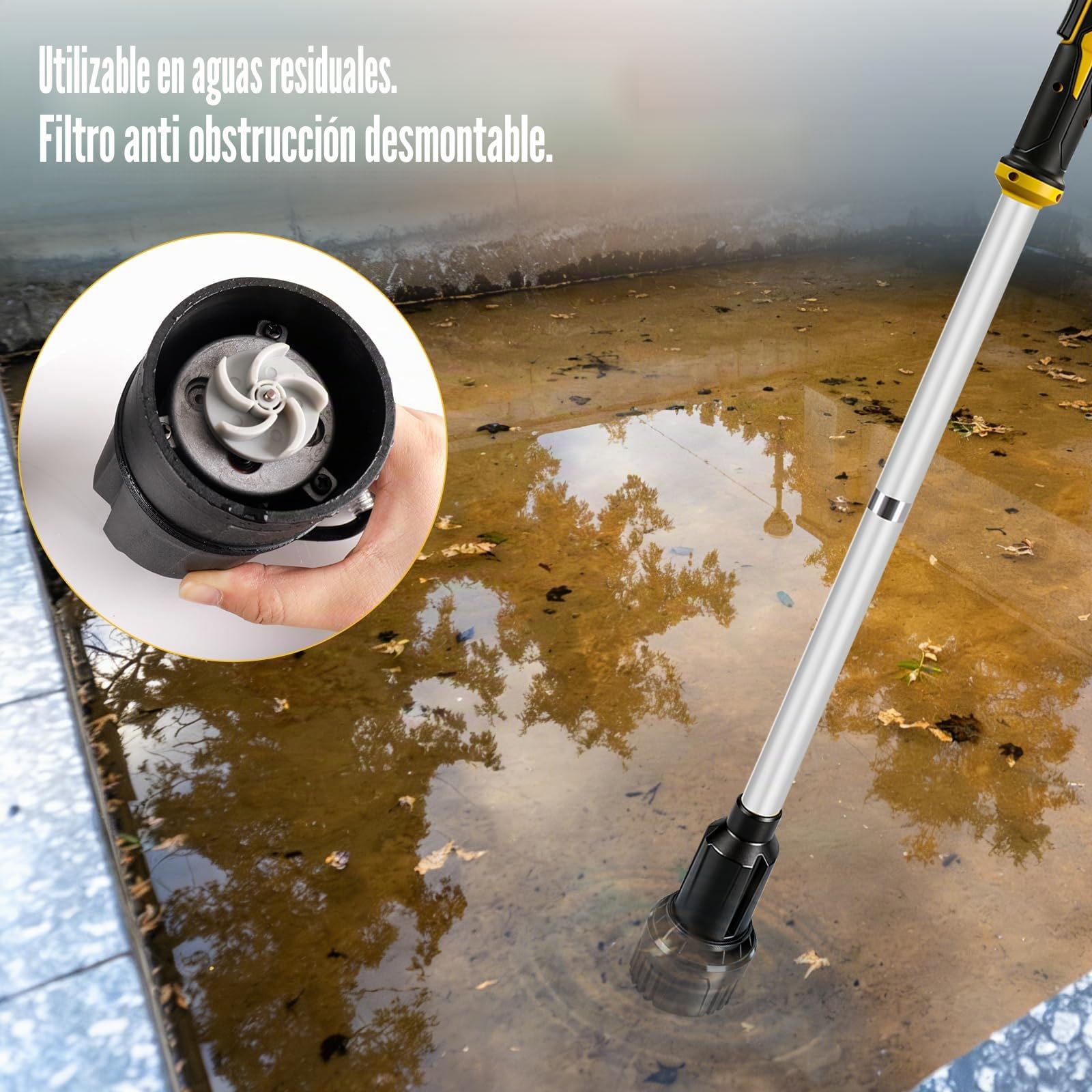 Bomba de transferencia de agua inalámbrica para batería Dewalt de 18 V y 20 V, altura de cabeza de 3 m, bomba sumergible portátil de alto flujo de 3600 l/h, bomba de sumidero de utilidad para piscina
