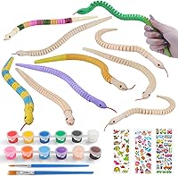 Vista 8 de WOWOSS Juego de 10 serpientes Wiggly de madera sin terminar, juguete de serpiente de madera pintable de Halloween de 12 pulgadas, manualidades