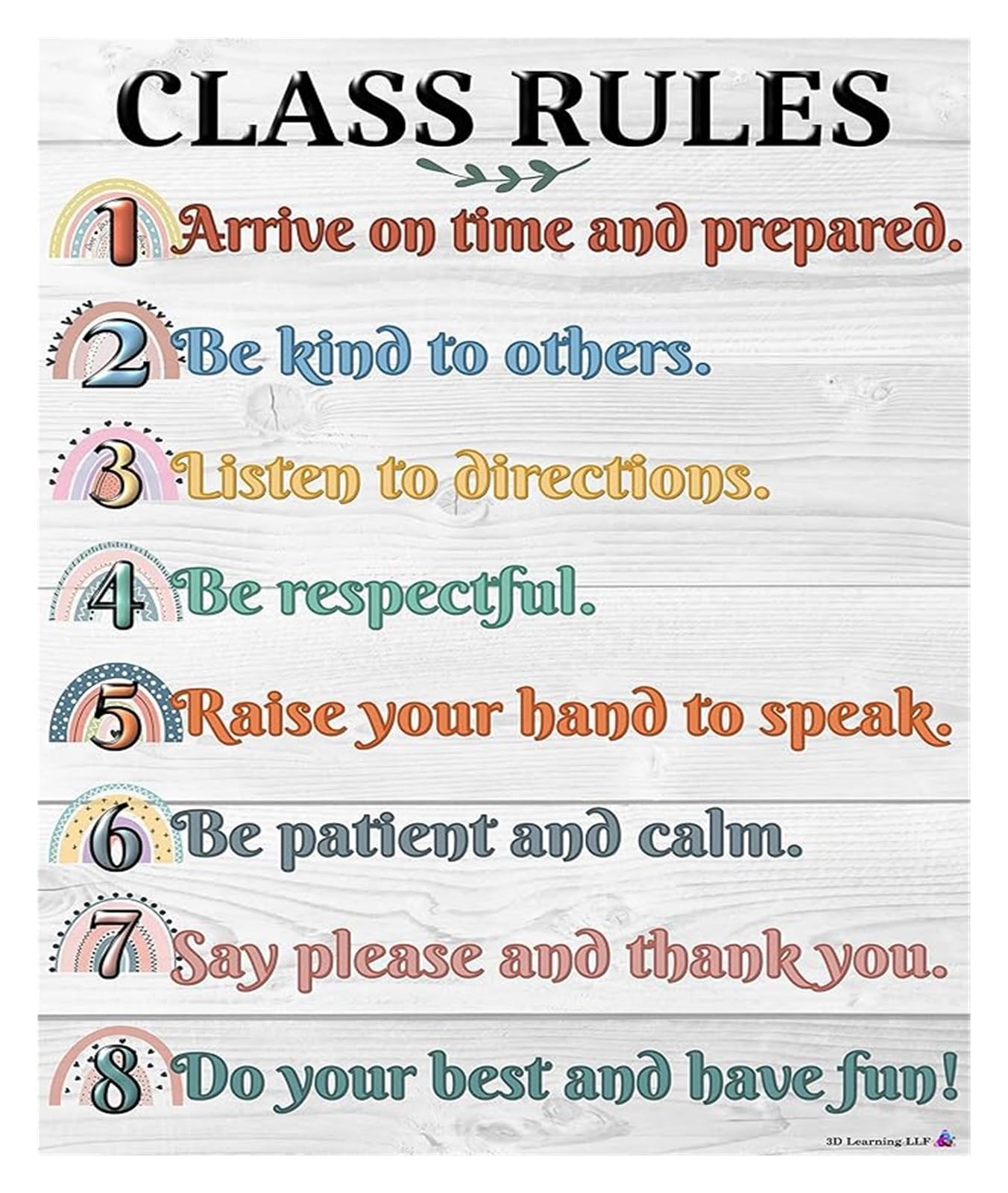 MDBJTCYZN Teacher Must Haves Boho Rainbow Class Rules Poster Back To School Classroom Decor Educational Chart