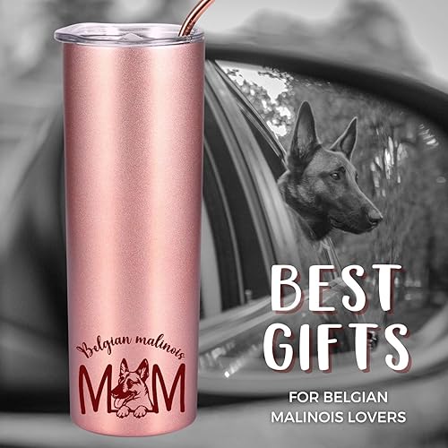 Miniatura 3 de Onebttl Regalos Belgian Malinois Vaso aislado de oro rosa de 20 onzas, perfecto para el día de la madre, Navidad, cumpleaños y Acción de Gracias,