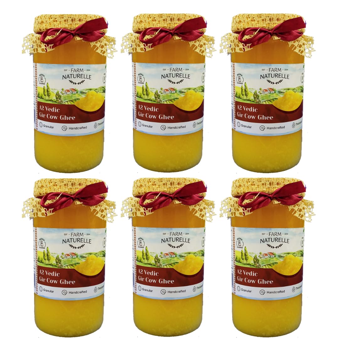 Farm Naturelle- 6Ltr A2 Desi Gir Cow Ghee | Vedic, Ethical, Desi Pure Breed Gir (A2)| Bilona, Grass-Fed, Non-GMO – Grainy & Aromatic, Keto Friendly (1000ml X 6) (B0CL29T9SF) Amazon Price History, Amazon Price Tracker