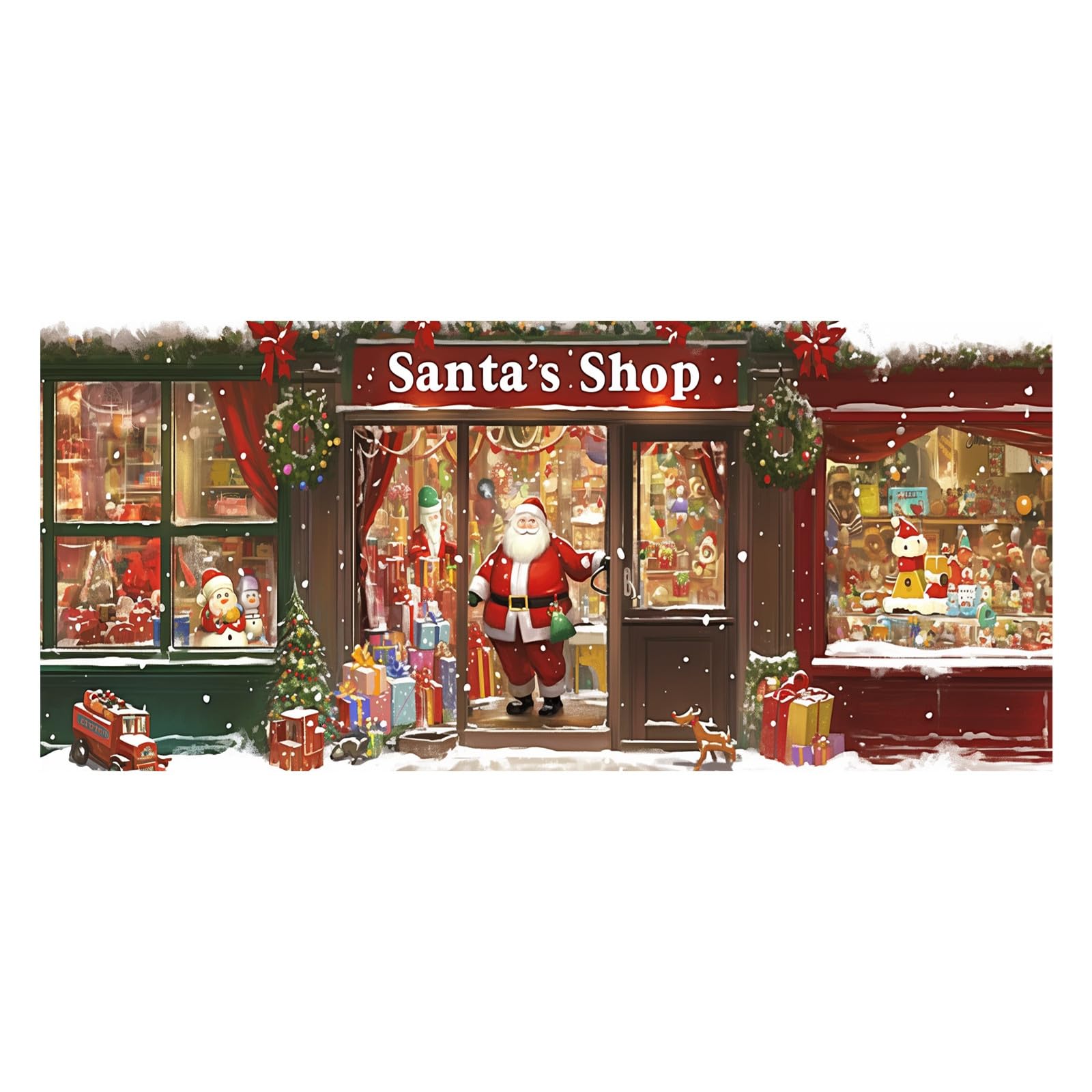 Decoraciones de baile de graduación con texto en inglés "The Merry Christmas" (La Feliz Navidad), fondo de la fiesta de Papá Noel, fotografía, garaje, puerta, decoración