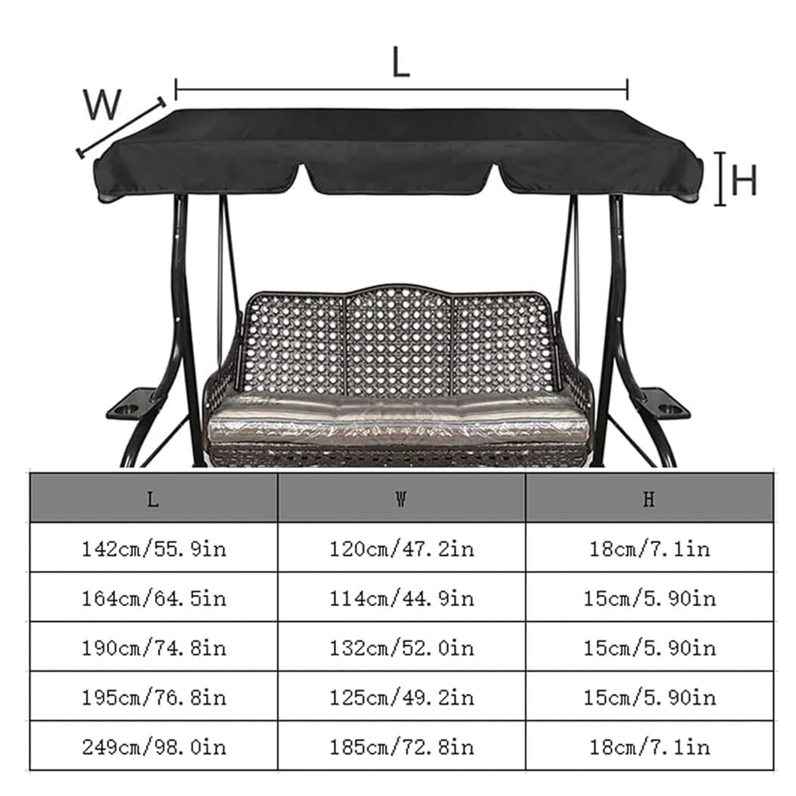 Toit de remplacement for balancelle de porche, auvent pare-soleil imperméable, bâche de protection for mobilier de jardin, couverture de toit résistante aux intempéries for balancelle 3 places, protec