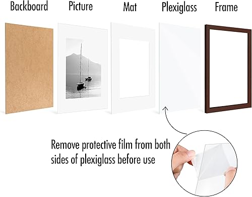 Vista 524 de Americanflat Portarretratos de 5 x 6 pulgadas con plexiglás pulido, juego de 5 portarretratos de 2 x 3 pulgadas con paspartú o para fotos de 5 x 6