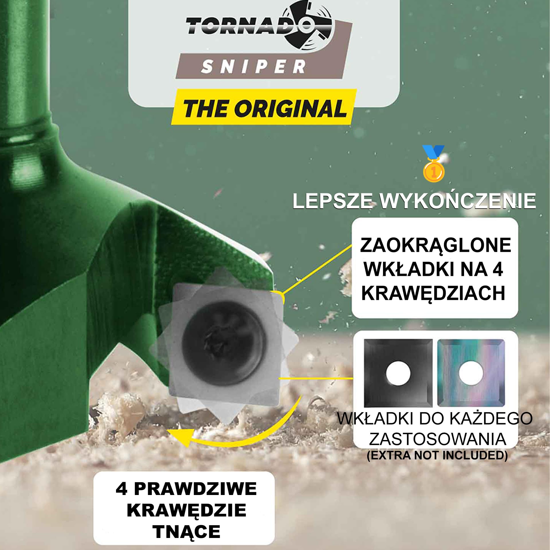 Fraiser Zestaw TORNADO SNIPER – frez do wyrównywania drewna, trzpień 8 mm, średnica 35 mm, z 10 zapasowymi płytkami, 3 śruby i klucz – do płaszczyzn, rowków i krawędzi, do frezarki górnowrzecionowej
