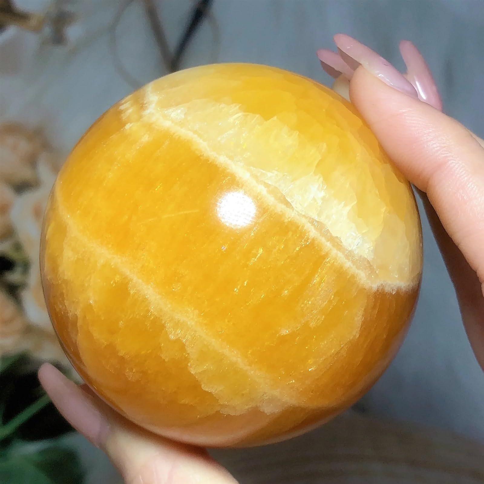 ICXLPMC Stone Crystal Orange Calcite Balls Home Decor Room