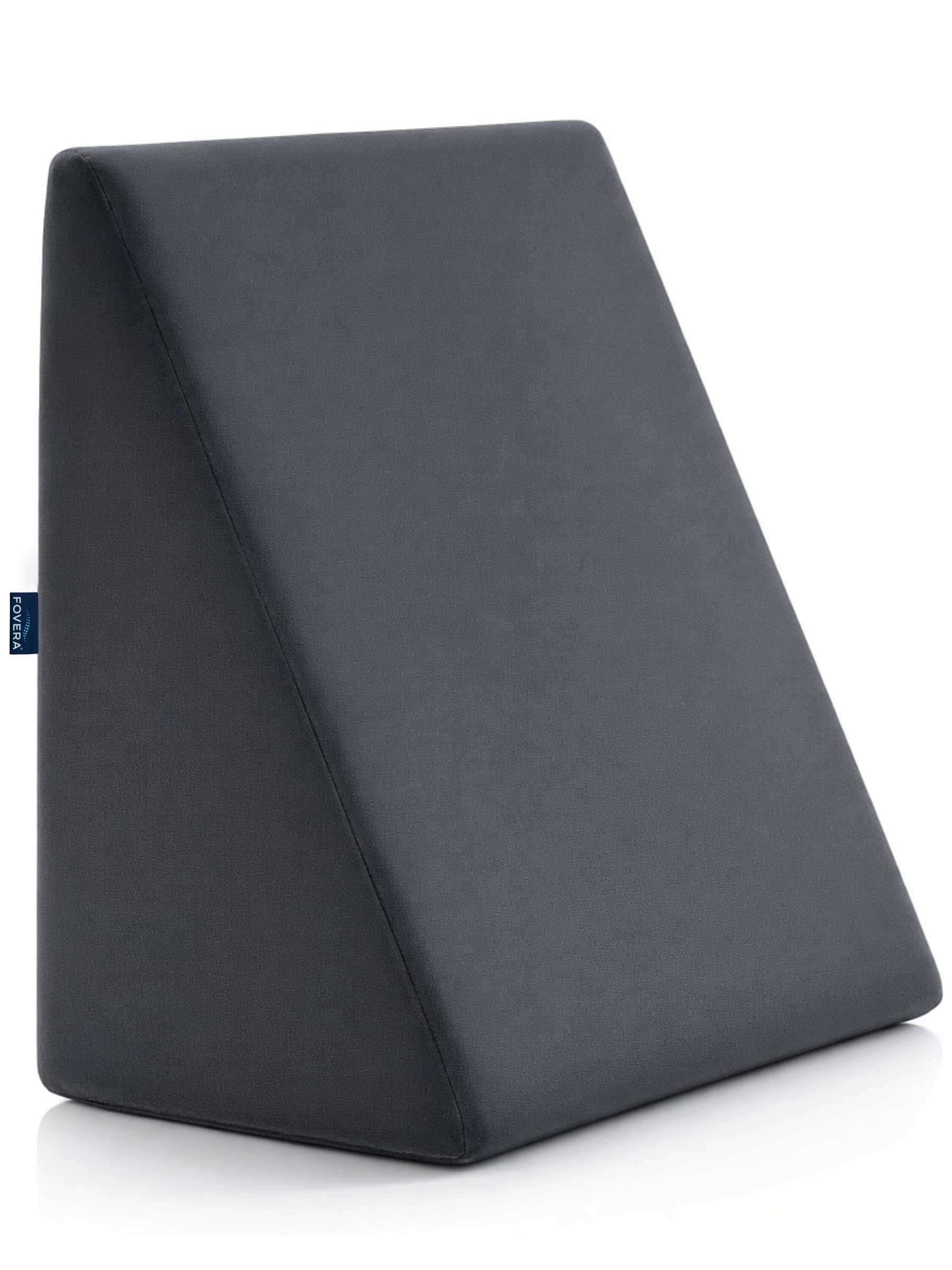fovera wedge cushion | 2 years warranty | wedge pillows for bed, orthopedic memory foam back support for bed | for acid reflux, snoring, gerd, leg elevation (dark grey, 18l x 17.5w x 11h inch)