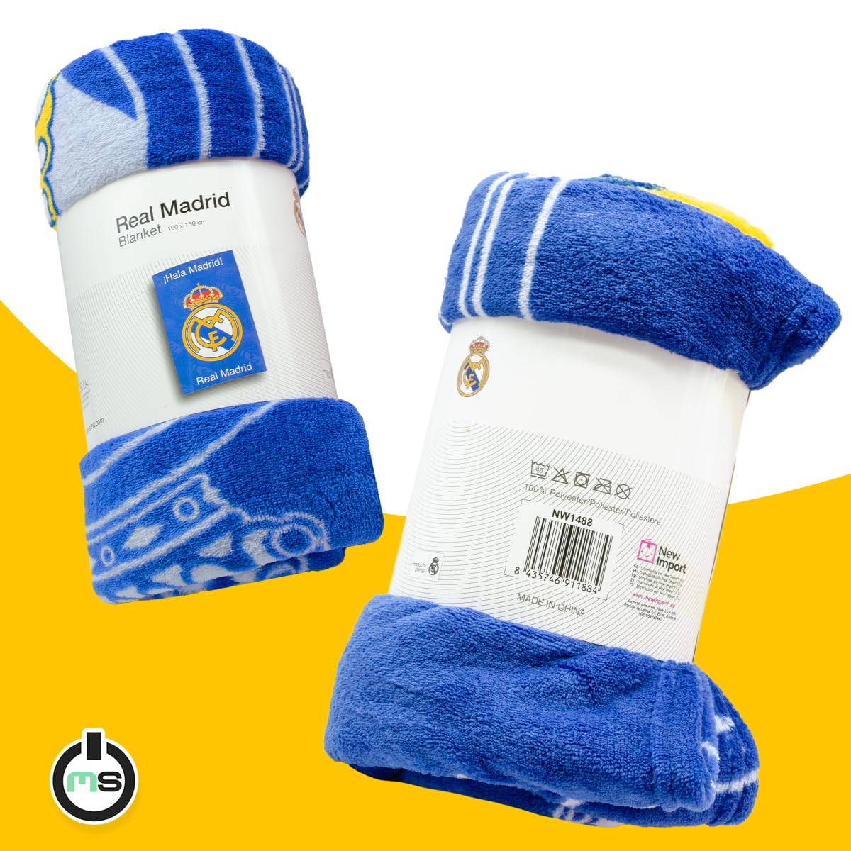 ms móvil shop Manta Coralina Real Madrid 100×150 cm | Oficial y Licenciada | Tejido Suave, Ligero y Cálido | Ideal para Sofá, Cama o Viajes Aficionados y Niños | Producto Oficial RMCF