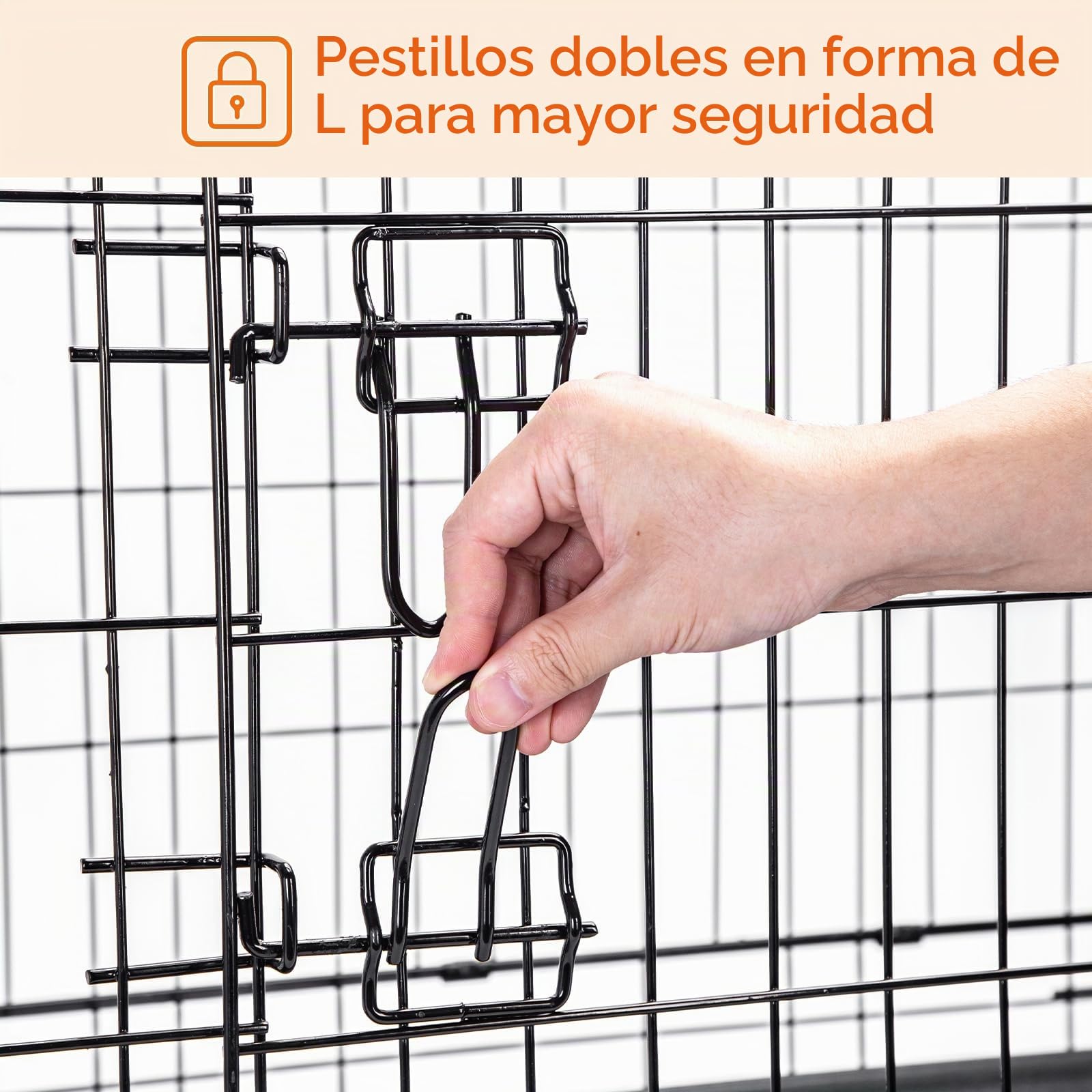Nobleza Jaula para Perros Metálica, 91 x 57 x 63,5 cm, Transportín Plegable con Doble Puerta, Parque para Mascotas con Bandeja Extraíble y Asa de Transporte, Ideal para Entrenamiento y Viajes