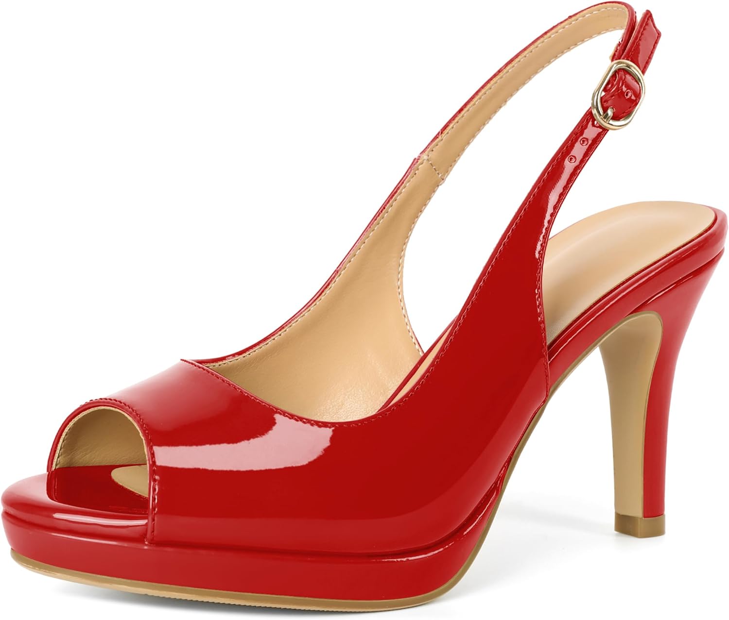 Joseywade Women's Peep Toe Platform Slingback Heels 3.5 Inch High Heel Dress Shoes
