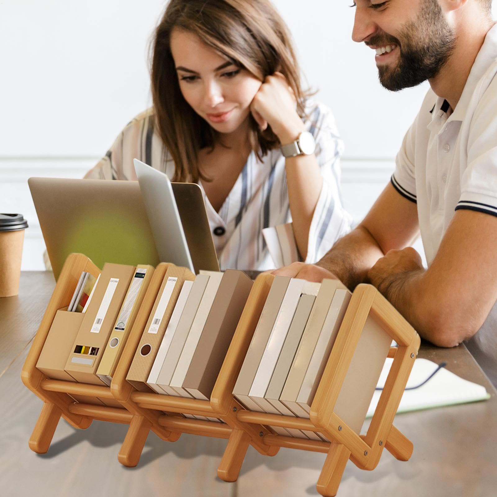 Biurkowa Biblioteczka Drewniany Dekoracyjny Organizer Do Przechowywania