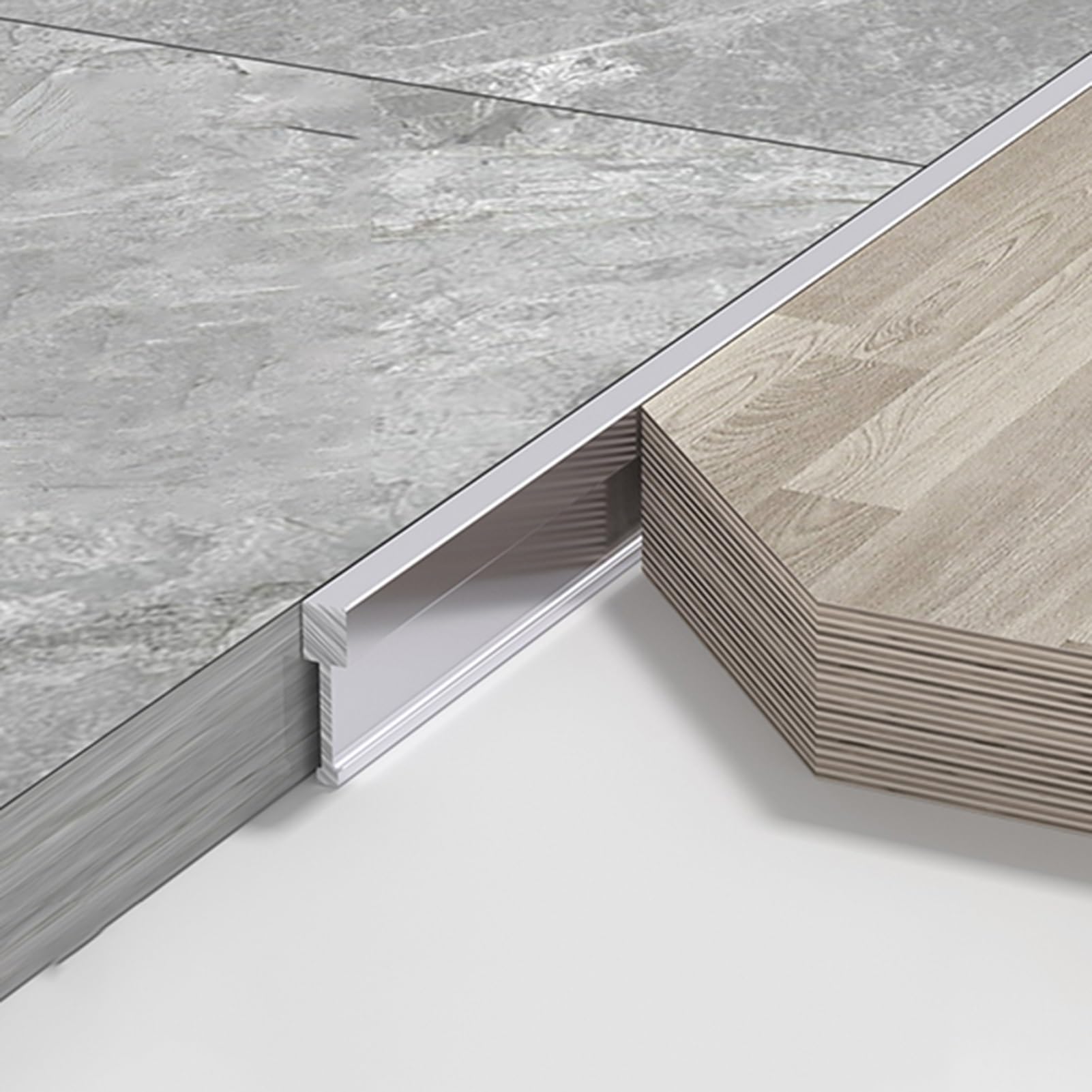 JAYWIS Extra Narrow Transition Strip between Laminate/Tile/Wood, Aluminum Alloy Bridge Covering Bar, Cuttable Gap Filler on Adjoining Floor (Color : Silver)