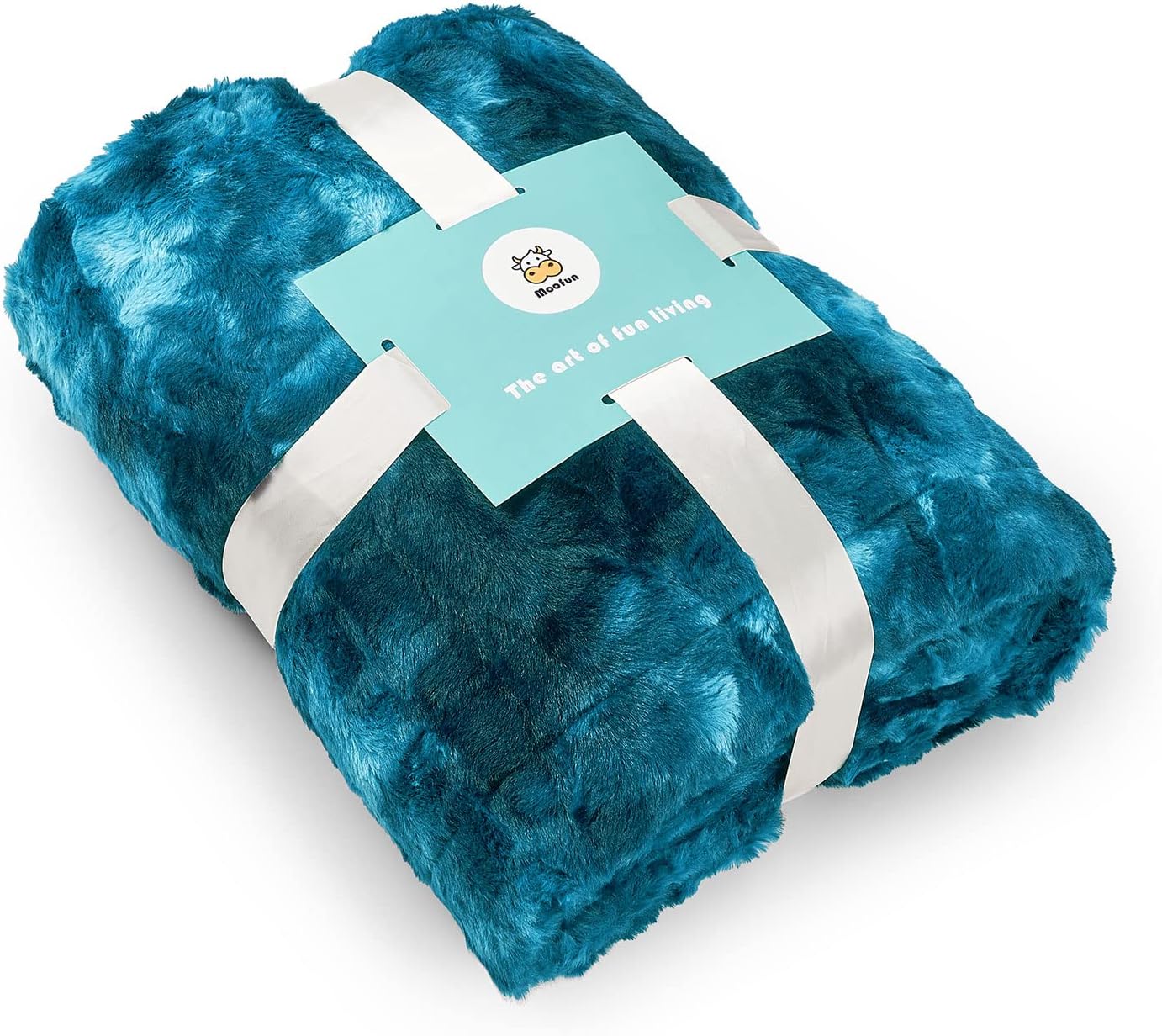 Faux Rabbit Fur Throw Blanket- 60" x 80" inches, Soft Fluffy Cozy Warm Fuzzy Machine Washable, Durable Luxurious Blanket for Couch and Bed - Teal