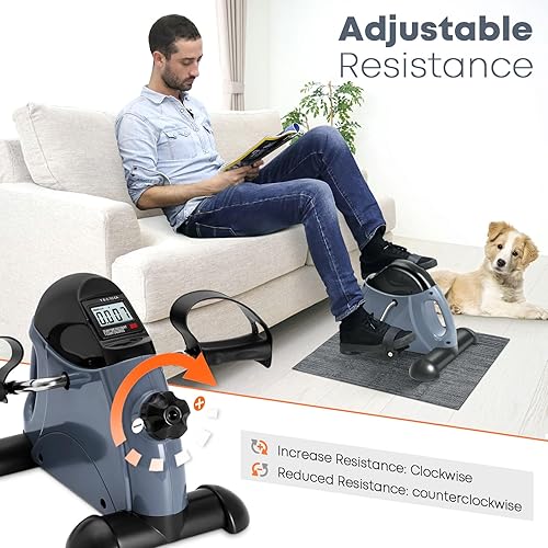 Vista 3 de Mini Exercise Bike, AGM Under Desk Bike Pedal Exerciser Foot Cycle Arm & Leg Pedal Exerciser with LCD Screen Displays