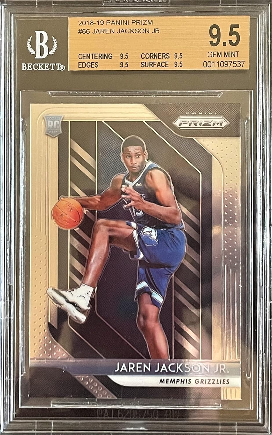 2018-19 Panini Prizm JAREN JACKSON JR Basketball ROOKIE Card Beckett BGS GEM MINT 9.5 - Professionally Graded - Memphis Grizzlies