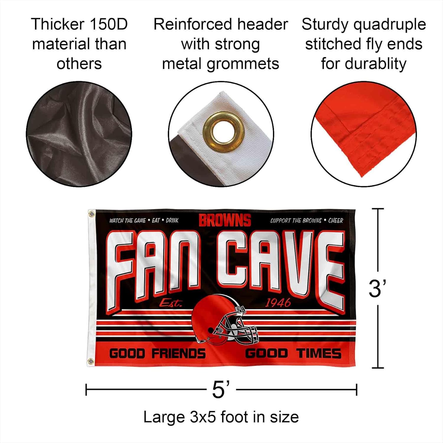 Cleveland Browns Fan Man Cave Banner Flag - Image 2