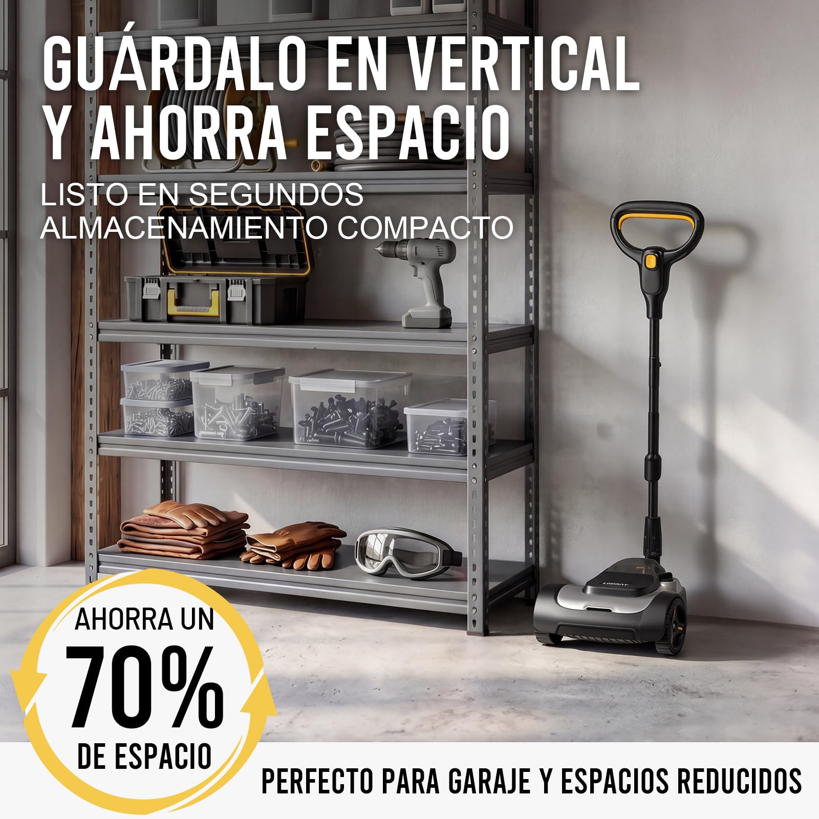 LIGIANT Cortacésped a Batería 22 cm, Mini Cortacésped Inalámbrico con Motor sin Escobillas, Mulching, 3 Alturas de Corte, Protección contra Inclinación 10° a 75°, para Jardines Pequeños