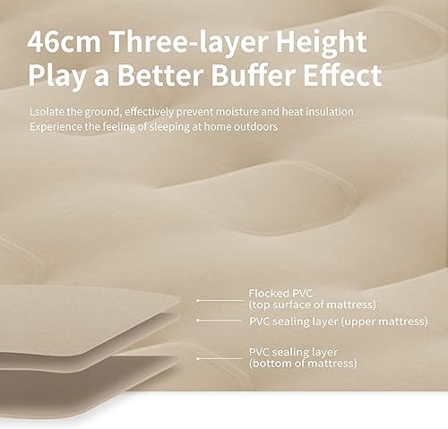 Miniatura 6 de Naturehike Colchón de aire tamaño Queen, cama inflable de camping con bomba incorporada, respaldo y cabecero para el hogar, campamento e invitados,