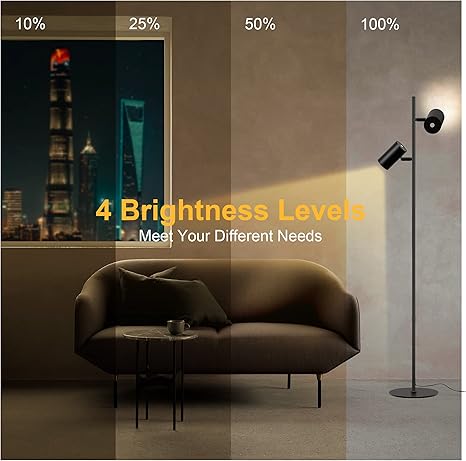 TOPMB Industrial Floor Lamp for Living Room, Modern Reading Standing Lamps with Eye Care 2-Heads 4 Brightness 3000K Soft Light LED Tree Floor Lamp, CRI95 Tall Pole Natural Light Living Room Office Decor photo 3