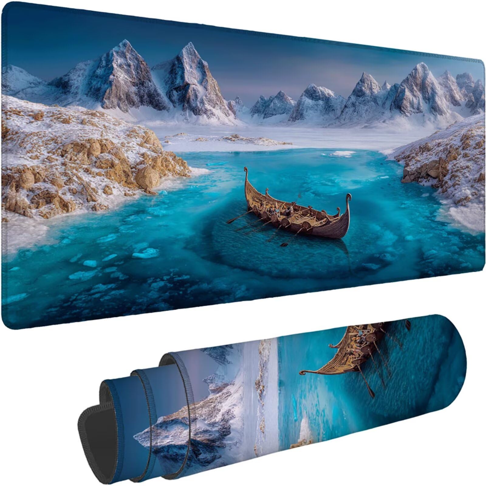 Gamingowa podkładka pod mysz 1200 x 600 x 3 mm, XXL, wodoszczelna, odporna na ścieranie, z przyszytymi krawędziami, niebieska, podkładka na biurko, poprawia prędkość i precyzję, do komputera, laptopa
