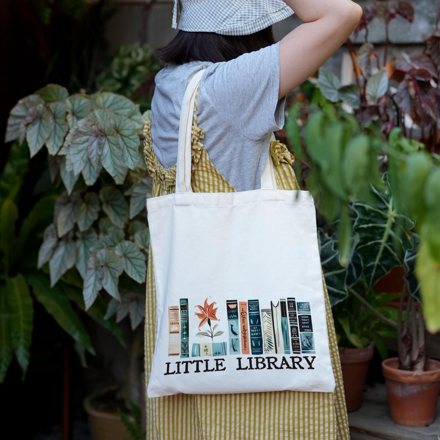 Little Library Canvas Tote Bag for Book Lovers, Librarian, Bookish, Readers, Library Present, Birthday Gifts for Woman Student Daughter Friends Female Coworker Sister - Image 6