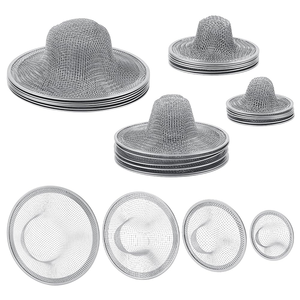 Filtre de vidange universel anti-bouchon, lot de 24 pièces réutilisables en acier inoxydable