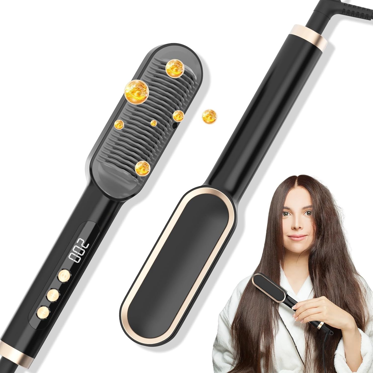 Haar Stijltang Borstel, Negatieve Ion Haar Stijltang Kam Snel Verwarmende Keramische PTC Draagbare Hot Comb Haar Stijltang 9 Temperatuur Baard Stijltang Kam met LED Scherm & Anti-Brandwonden Haar Stijltang Borstel, Negatieve Ion Haar Stijltang Kam Snel Verwarmende Keramische PTC Draagbare Hot Comb Haar Stijltang 9 Temperatuur Baard Stijltang Kam met LED Scherm & Anti-Brandwonden