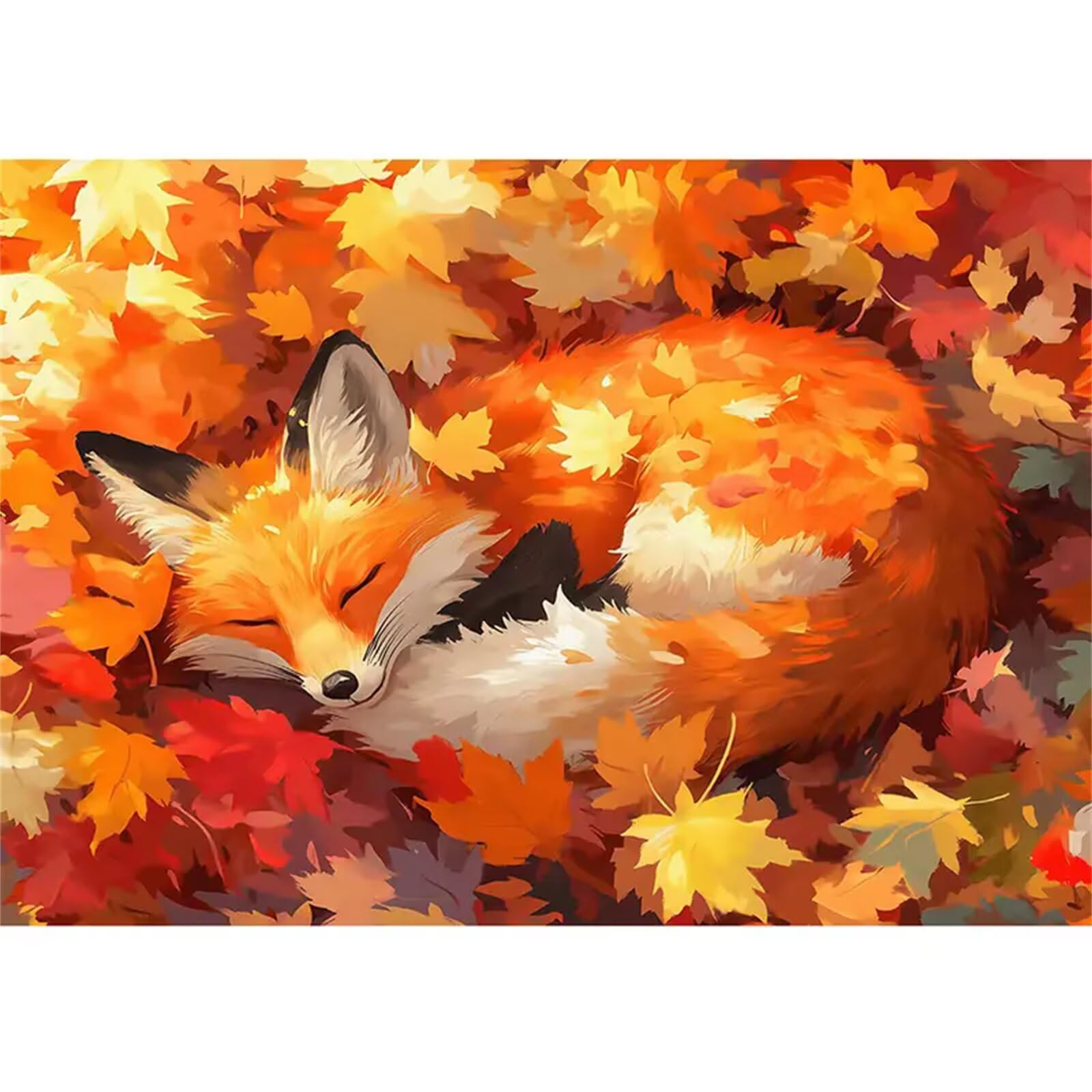 Animales de la hoja de arce Pintar por Numeros con marco DIY Cuadro Con Números Kit de Pintura al óLeo Digital para Adultos de Lienzo Paint by numbers Kits Manualidades para Hogar Decoración 55x70 cm