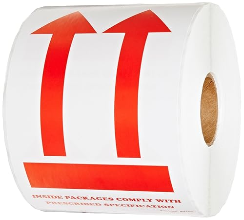 Tape Logic Aviditi Tape Logic - Calcomanía de advertencia de flecha roja y blanca de 4 x 6 pulgadas, para envío, manipulación, embalaje y mudanza (1