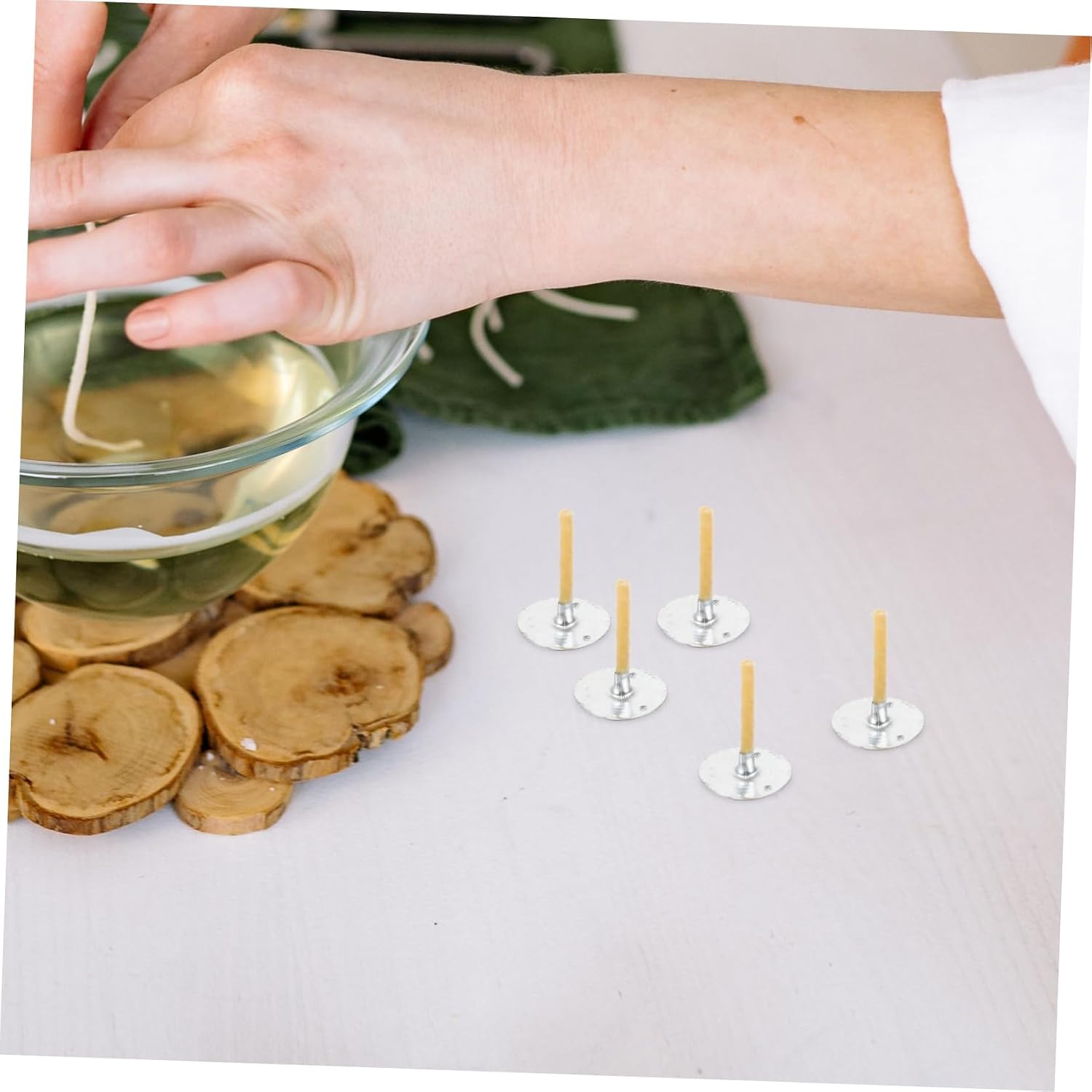 100pcs Candle Wicks for Candle Making Wick Spool Stickers for Scented Compatible Beeswax and Paraffin for Home Craft Projects