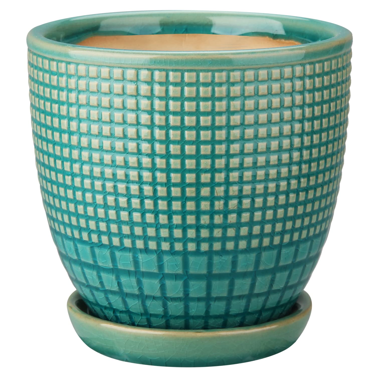 Oairse Doniczka ceramiczna, zestaw 3 okrągłych doniczek, z otworem odpływowym i ceramiczną misą na sukulenty, kaktusy, do użytku wewnątrz i na zewnątrz, do ogrodu, domu, na parapet, średnica 11,2 cm