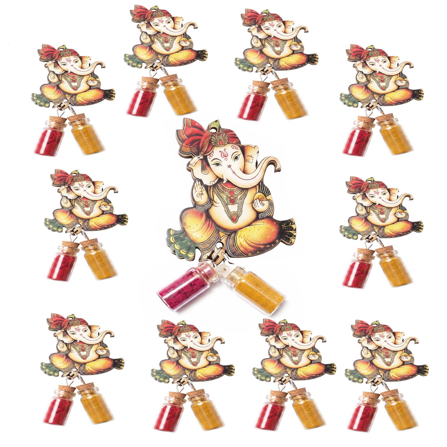 SAI Balaji Lord Ganesh MDF Haldi & Kumkum Bottle Gift Set | Pack of - 05 | Decorative Return Gift for Festivals, Pooja, Baby Shower Functions and House Warming Ceremonies NBVG-picture-10