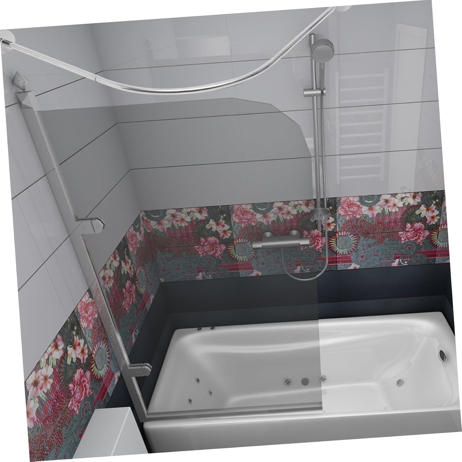 3Pcs Curved Shower Curtain Rods Tension Rod for Corner Use Non Drill Installation Versatile Bath Drying