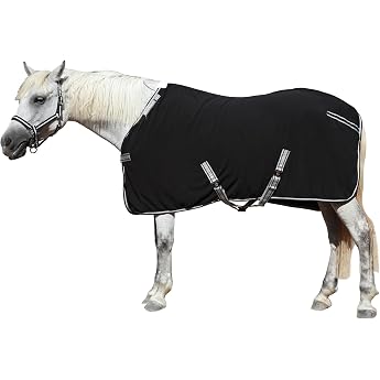 Horse Cooler Blanket with Cross Surcingle & Tail Strap - 300 g/m  Fleece with Wither Padding - Sweat-Absorbent & Quick Drying - Horse Blanket for Training Stable & Transport