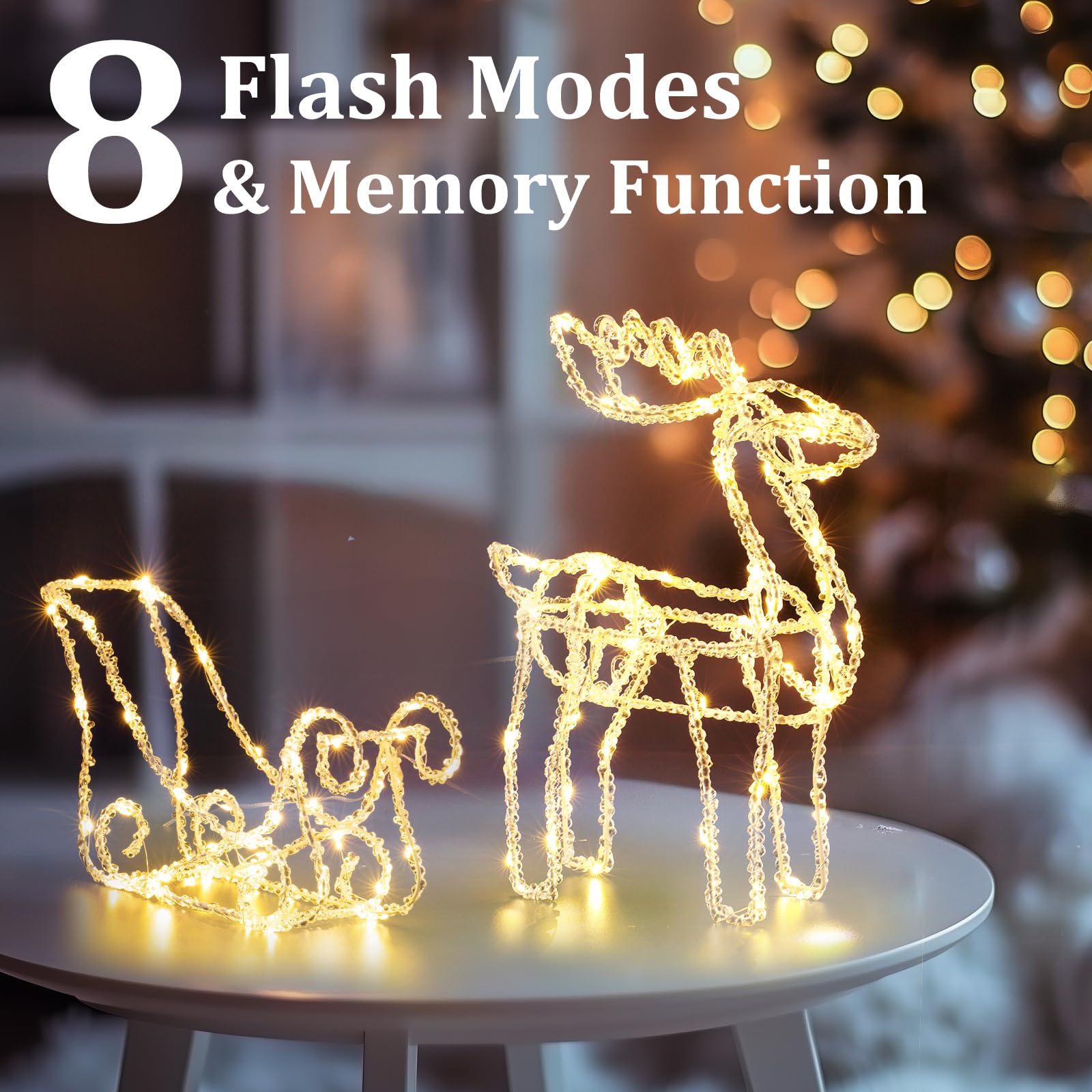 Snapklik.com : 3D Reindeer Sleigh Christmas Decorations, 100 LEDs
