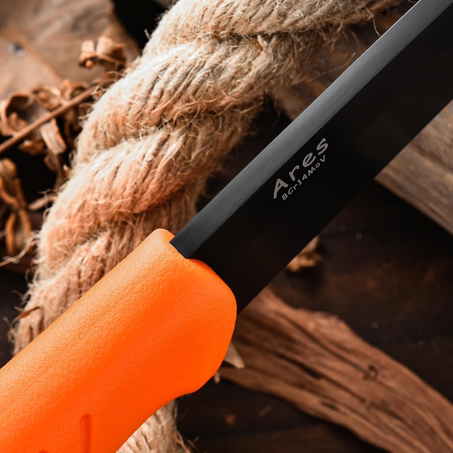 TONIFE Ares Full Tang Knife Fixed Blade Knife with Sheath and Paracord, 8Cr14MoV Blade Bushcraft Outdoor Camping