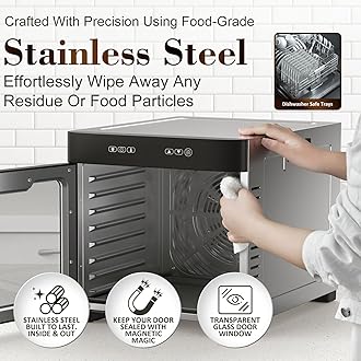 Ausegia Commercial Large Food Dehydrator, Usable Area up to 9 ft², 800W Full Stainless Steel Dryer Machine, up to 190℉ Temperature, for Meat, Fruit, Veggies, Beef, Herbs (8-Trays Dehydrator)