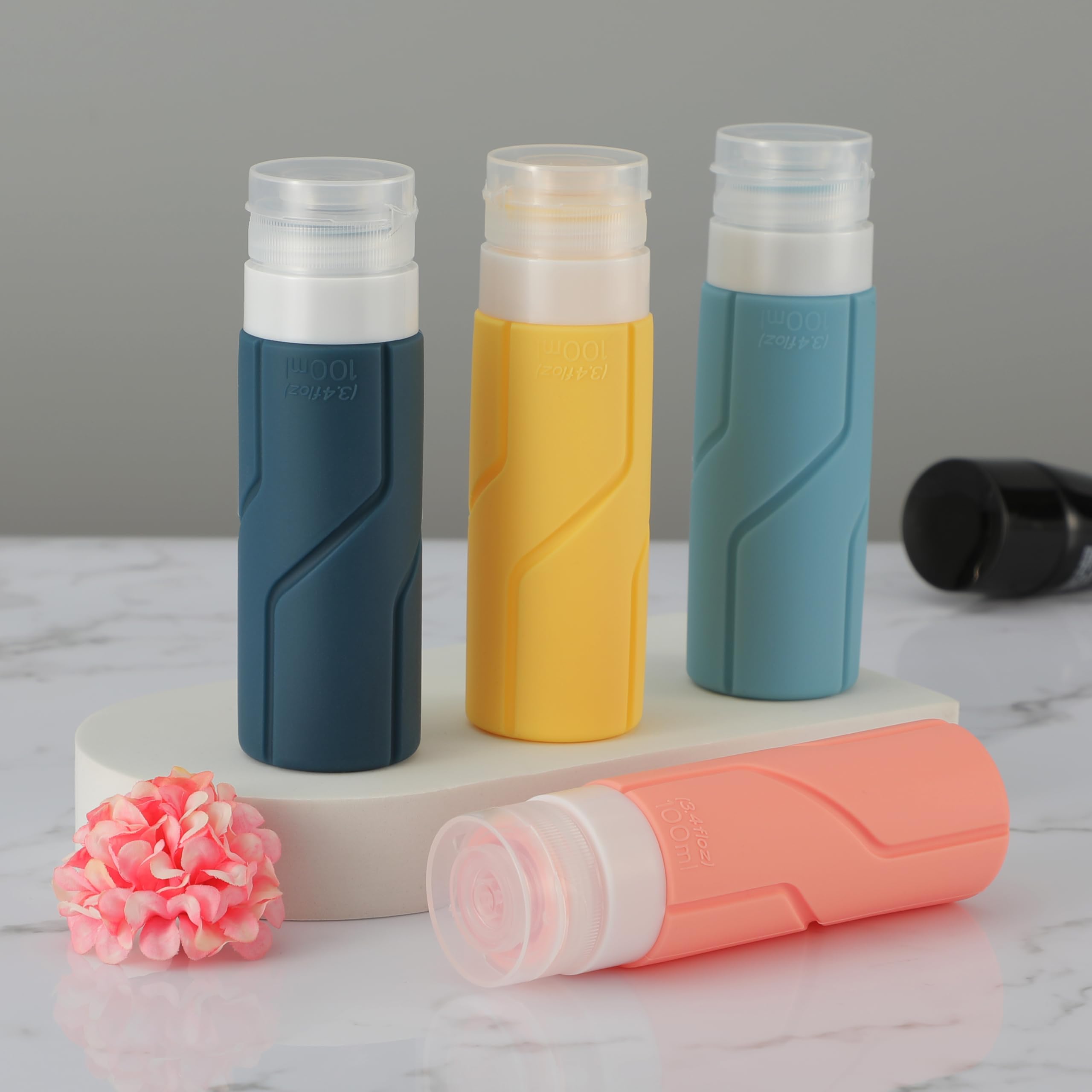 Contenitori Da Viaggio Cosywell, 4 Pezzi Da 100 Ml, In Plastica PP, Approvati TSA, A Prova Di Perdite, Con Raschietti