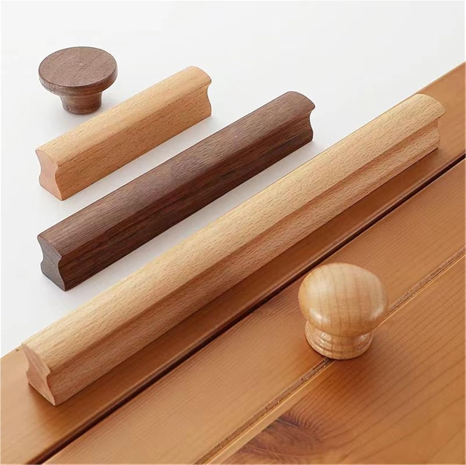 Walnut Wooden Furniture Handle Drawer Knobs Kitchen Cabinets Pulls Long Handles Cabinets and Drawers Dresser Knobs Wardrobe Pull 1Pcs(8018-Long 500mm)