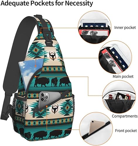 Miniatura 4 de MANQINF Native Casual Daypack Bag - Bolso de hombro nativo americano, bolso cruzado nativo, Nativo 01