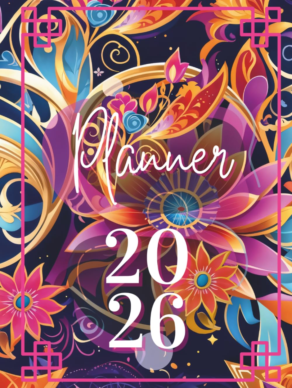 Planner 2026: Planning Journal for Creative Organization | Includes Calendars, Habit Logs and Notes Section | Floral mandala Cover Art Design.